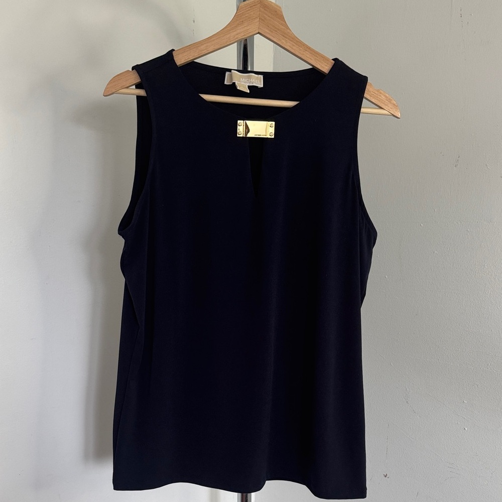Michaels Black Sleeveless Blouse with Gold Accent
